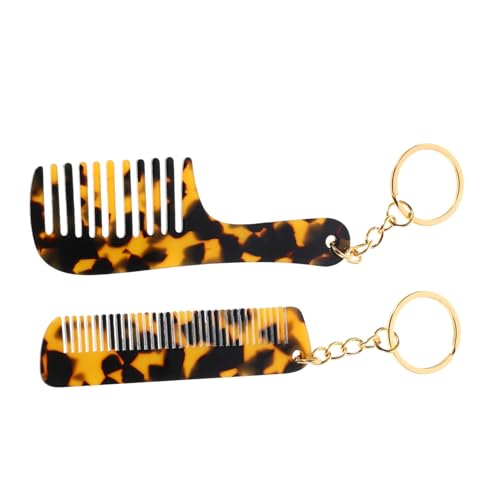 OATIPHO 2stücke Mini-kamm Mit Breiten Zähnen Schlüsselanhänger Acetat-kamm Tragbar Für Damen Reise Und Taschennutzung von OATIPHO