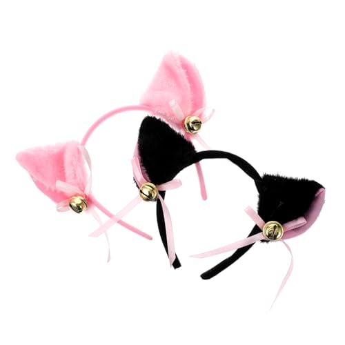 OATIPHO 2 Stück Katzenohren Haarreif aus Schwarz Rosa Lustige Cosplay Stirnbänder für Mädchen Geeignet für Partys und Verkleidungen aus Weichem Plüschmaterial für Haarschnitt von OATIPHO