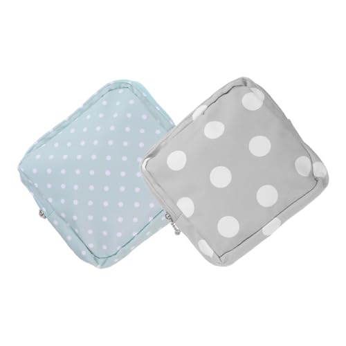 OATIPHO 2 Stück Kleine Tasche Für Menstruationsbinden Tragbare Aufbewahrung Für Damen Leichte Reißverschlusstasche in Grau Und Grün Mit Punkten Für Münzen Schlüssel Und von OATIPHO