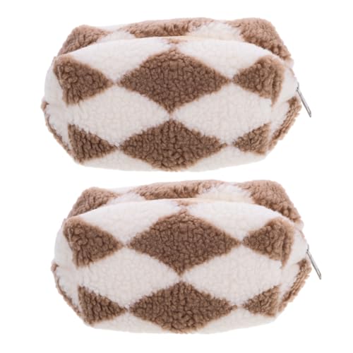OATIPHO 2stücke Kosmetiktasche Für Damen Aus Plüsch Mit Karomuster Reise-Make-up-Tasche Mit Reißverschluss Großes Fassungsvermögen Für Make-up Kosmetik Und Schreibwaren Organizer von OATIPHO