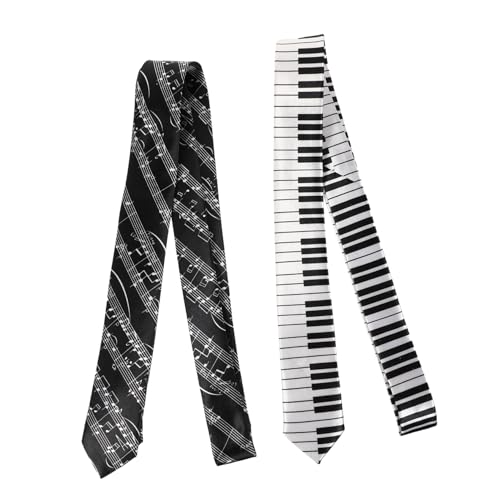 OATIPHO 2Stücke Teiliges Klavier Noten Muster Krawatte für Partys und Feiertage Unisex Krawatten Hochwertigem Material für Themenpartys und Besondere Anlässe von OATIPHO