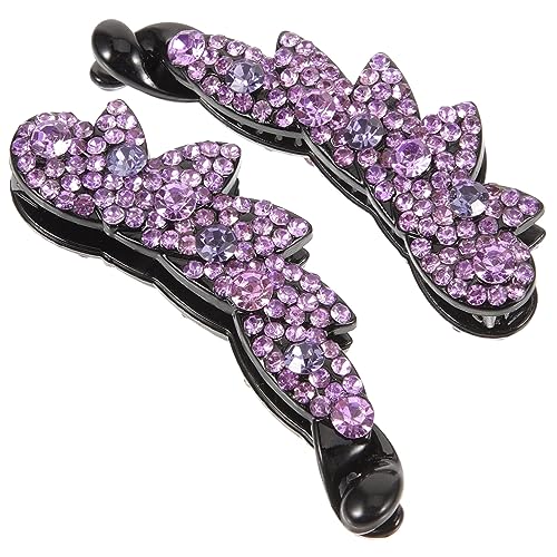 OATIPHO 2 Stück Kristallbananenhaar -tonabnehmer Bananen-haarspange Mit Strasssteinen Bananenclips Haare Barrettes Für Frauen Edelsteine Zubehör Bobby Dekorative Haarspange Legierung von OATIPHO