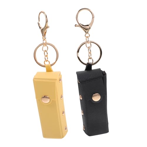 OATIPHO 2stücke Schlüsselanhänger Lippenstift Halter Organizer Für Frauen Kunstleder Make up Tasche Tragbare Lippenbalsam Halter Für Reisen Und Partys Schwarz Und Gelb von OATIPHO