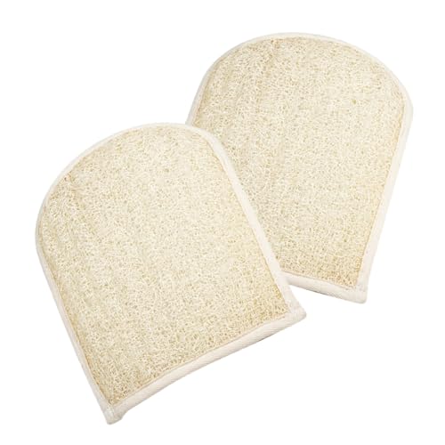 OATIPHO 2 Stück Luffa Peeling Badehandschuhe Doppelseitige Duschhandschuhe für Männer und Körperpflege Handschuhe für Sanftes Peeling und von OATIPHO