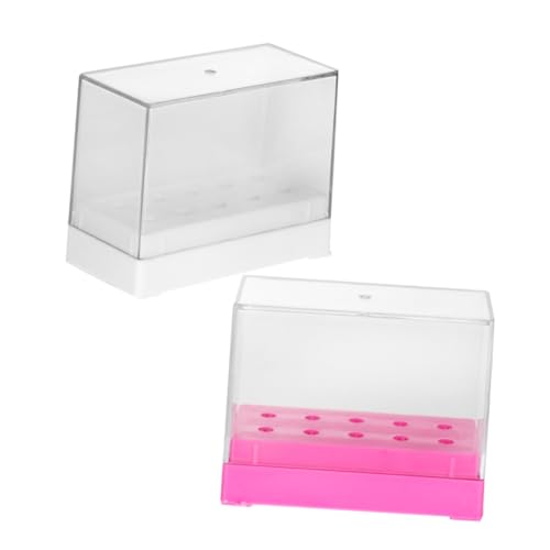 OATIPHO 2 Stück Nagelbohrer Aufbewahrungsbox Kunststoff Organizer für Polierköpfe Fächer für Nagelstudios und Zuhause Sorgt für Ordnung und Schnellen Zugriff von OATIPHO