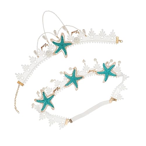 OATIPHO 2 Stück Perlen Seestern Haarschmuck Teilig Damen Haarschmuck mit Elastischem Spitzen Haarband und Zarter Seestern Halskette für Party Geburtstag und Alltag OATIPHO 2 Stück Perlen Seestern Haarschmuck Teilig Damen Haarschmuck mit Elastischem Spitzen Haarband und Zarter Seestern Halskette für Party Geburtstag und Alltag von OATIPHO