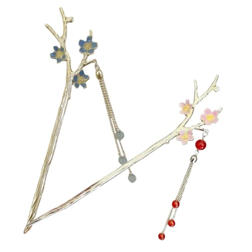 OATIPHO 2 Stücke Vintage Blumen Quaste Haarstäbe für Hochsteckfrisuren Haarnadeln im Chinesischen Stil Retro Haarschmuck für Damen für Duttfrisuren und Besondere Anlässe von OATIPHO