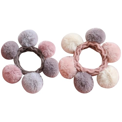 OATIPHO 2stücke Haarband Für Mädchen Aus Plüsch Haargummi Für Pferdeschwanzhalter Haarseil Mit Ball-design Langlebig Und Elastisch Geeignet Für Junge Mädchen Und Alltag von OATIPHO