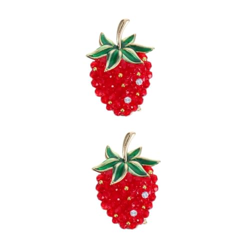 OATIPHO 2 Stück Rote funkelnde Erdbeer Brosche Filigrane Obst Anstecknadel Vielseitiger Schmuck für Damen und Mädchen Elegant für Kleidung Rucksäcke Mäntel zu Geburtstag und Valentinstag von OATIPHO