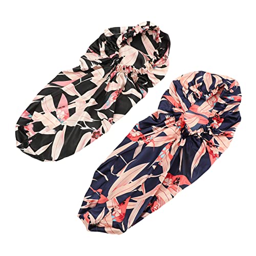 OATIPHO 2 Stück Satin Schlafhaube für Lange Haare Verstellbare Elastische Haarschutzmütze für Damen für Schlafen Make Up und Gesichtsreinigung von OATIPHO