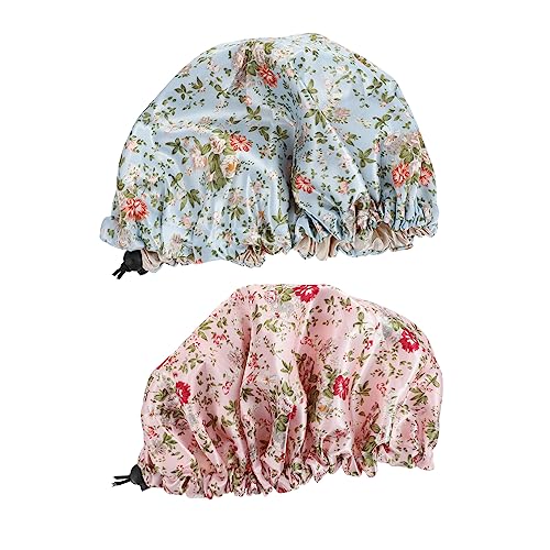 OATIPHO 2 Stück Schlafmütze für gefüttert Seidenschlaf Motorhaube wolle einstellbar Kindermütze schlafhaube rutschfester Duschhut Haarschlafmütze Polyester Blue von OATIPHO