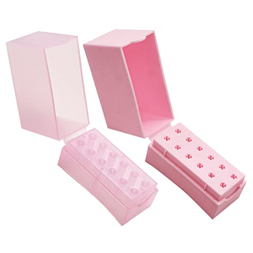 OATIPHO 2 Stück Schleifkopf Aufbewahrungsbox Nagelbit Bohrerhalter Veranstalter Organizer für Nagelbohrer werkzeug leerer Bohrerkoffer Nagelbohrer-Koffer-Organizer Plastik von OATIPHO