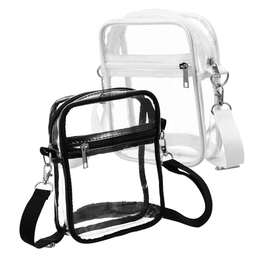 OATIPHO 2 Stück Schultertaschen transparente Tasche Klare Stadiontasche Klarsichttasche für Stadionveranstaltungen Tragetasche Klarer Tasche Umhängetaschen Frauentasche klare Geldbörse PVC von OATIPHO