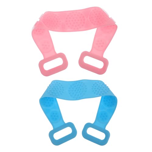 OATIPHO 2 Stück Silikon Duschband Rückenpeeling Badewaschen Exfoliator Körpermassage Blau Lange und Elastische Badetücher für Sanfte Hautreinigung und Tiefenwirksame Massage für Schwer von OATIPHO