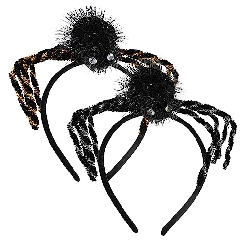 OATIPHO 2 Stück Teiliges Halloween Haarreif mit Spinnen Design Langlebige Festival Haarreifen Schwarz Silber und Schwarz Gold Bequemes Cosplay Party Haarband für Damen und Mottopartys von OATIPHO