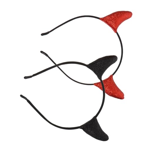 OATIPHO 2 Stück Teiliges Halloween Haarreifen mit Teufelshörnern Langlebig und Bequem Dekoratives Stirnband für Party Cosplay und Festliche Anlässe Rote und Schwarze Farbvarianten von OATIPHO