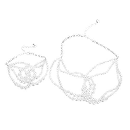 OATIPHO 2stücke Mehrlagige Halskette Mit Knoten Armband Aus Kunstperlen Schmuckzubehör Für Kostüm Brautmode Party Hochzeit Gala Abendveranstaltung Leicht Und Hautfreundlich von OATIPHO