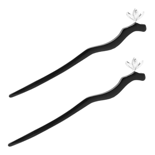 OATIPHO 2 Stück Teiliges Schwarze Retro Holz Haarstäbchen Chinesische Haarnadeln mit Blumen Handgefertigt Langlebig für Frauen und Mädchen Passend zu Qipao Hanfu Traditionelle Frisuren von OATIPHO