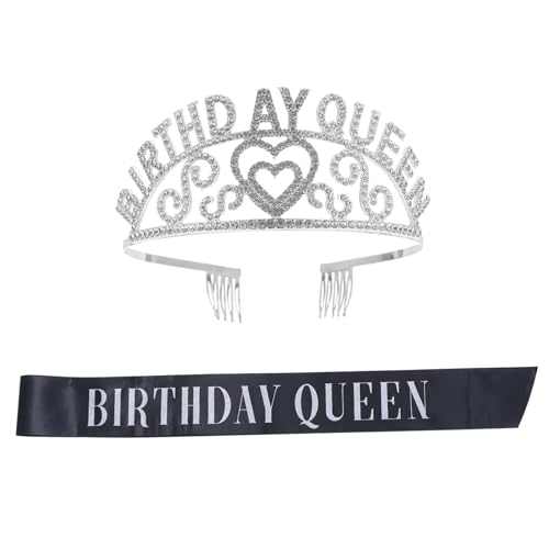 OATIPHO 2 Stück Teiliges Set aus Tiara und Schärpe für Geburtstagsfeiern Glitzerndes Haarschmuck Set mit Aufschrift für Damen Perfektes Accessoire für Besondere Anlässe und Fotorequisiten von OATIPHO