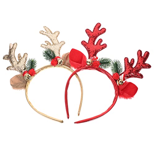 OATIPHO 2 Stück Teiliges Weihnachts Rentier Geweih Stirnband mit Glitzer Leichter Festlicher Haarschmuck für Damen Geeignet für Weihnachtsfeiern Fotorequisiten und Festliche Anlässe von OATIPHO