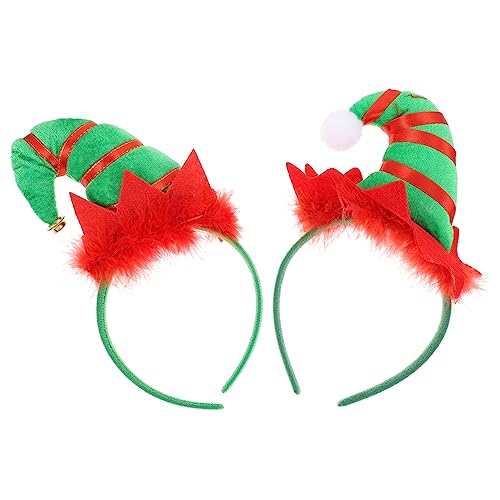 OATIPHO 2 Stück Teiliges Weihnachtskopfschmuck mit Glocken und Federn Lustige Elfenmützen Haarreifen für Weihnachtsfeier Strapazierfähige Kostüm Party Haarbänder Geeignet für Karneval und von OATIPHO