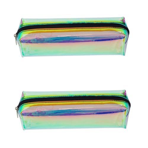 OATIPHO 2 Stück Tragbare Chic Farbige PVC wasserdichte Kosmetiktasche und Bleistift Aufbewahrungstasche für Damen und Unterwegs von OATIPHO