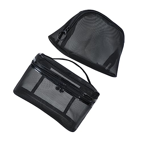 OATIPHO 2 Stück Tragbare Netz Kulturbeutel Mit Großer Kapazität Kosmetiktasche Für Damen Und Mädchen Für Reisen Und Aufbewahrung Schwarz von OATIPHO