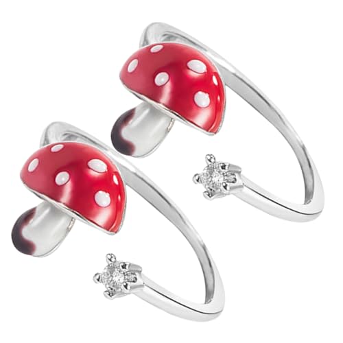 OATIPHO 2 Stück Verstellbare Pilzring mit Funkelnden Strasssteinen Offene Damenringe Stylische Langlebige Schmuckstücke für Frauen und Teenager Vielseitig Kombinierbar Elegant und von OATIPHO