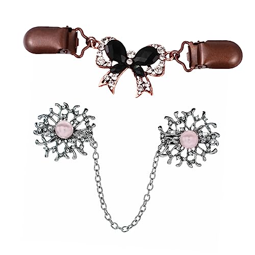 OATIPHO 2 Stück Vintage Broschen Teilig Damen Metall Anstecknadel Retro Sicherheitsnadel für Pullover Schal Kleidung Dekoration Leicht und Modisch Schwarzer Schleifen und Zufällige Farbe von OATIPHO