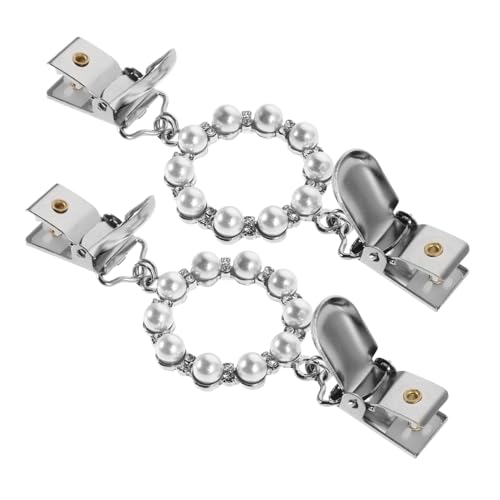 OATIPHO 2 Stück Vintage Schal Clips mit Perlen für Damen Retro Cardigan Kragen Broschen Zubehör für Modebewusste Frauen und Mädchen Vielseitig Einsetzbar als Kleidung Accessoire von OATIPHO