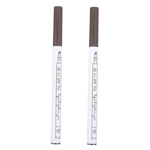 OATIPHO 2 Stück Wasserdichter Augenbrauenstift mit Fork Microblading Spitze Flüssiger Augenbrauenstift Schnelltrocknend Tragbar für Präzises Füllen und Natürlichen Look Chestnut von OATIPHO