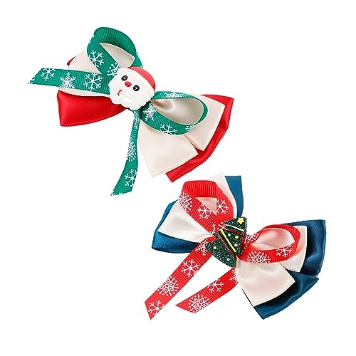 OATIPHO 2 Stück Weihnachtliche Haarschleifen für Mädchen Süße Schleifen Haarspangen Festliche Xmas Accessoires Leichter Druck für Weihnachtsfeier und Ponytail Styling von OATIPHO