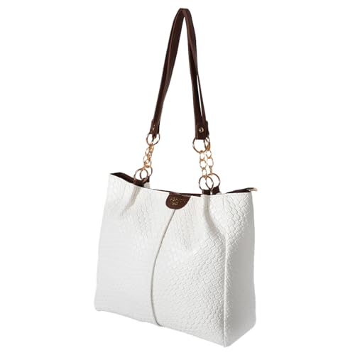 OATIPHO 2 Stück Woven Tote Handtasche Damen PU Geflochten Clutch Handbag Weiß Sommer Strandtasche Leicht Elegant Für Alltag Reise Party von OATIPHO