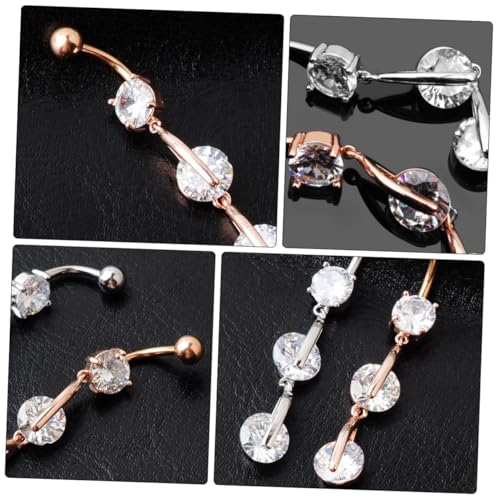 OATIPHO 2 Stück Zircon Bauchnabelring Teiliges Silber Roségold Nabelpiercing Damen Edelstahl Hautfreundlich Langlebig Angenehm Pflegeleicht Modischer Körperschmuck von OATIPHO