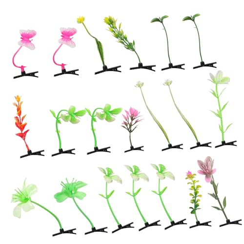 OATIPHO 20 Stück Pflanzenhaarklammern Zubehör Sprossenclips Grashaarnadel Sprout-Clips-Festival Pflanzensprossen-Haarspangen Mädchen Haarspange kleine Grasnadel kurze Haarklammern Plastik von OATIPHO