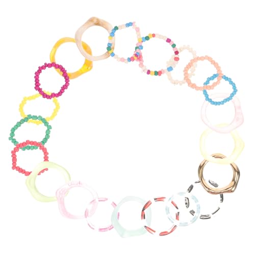 OATIPHO 21 Stück Teiliges Bunte Resinringe für Damen und Mädchen Stapelbare Modeschmuck Ringe mit Kreativem Design Leichte Hautfreundliche Fingerringe für Alltag Party und Geschenk von OATIPHO