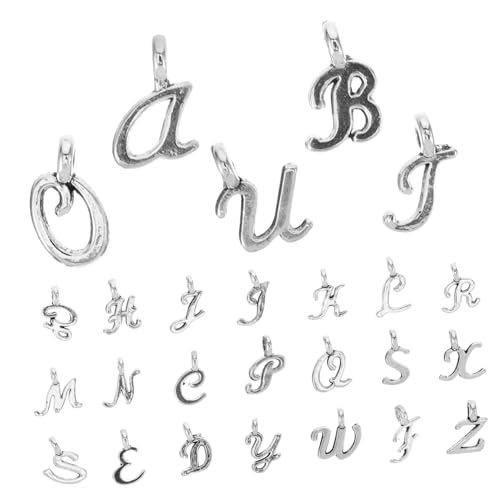 OATIPHO 26St Englischer Alphabet-Anhänger schmuck selbstmachen buchstaben anhänger silve A-Z-Buchstabenanhänger Zubehör zur während Mich Anhänger für die Herstellung von Halsketten Charme von OATIPHO