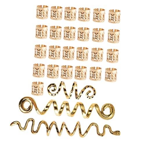 OATIPHO 28 Stück Teiliges Dreadlock Zubehörset Metallringe für Geflochtene Haare Haarschmuck und Knotenringe für Haarstylings für Partys Hochzeiten und Modeshows von OATIPHO