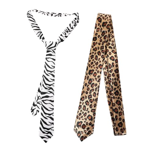 OATIPHO Elegantes 2-teiliges Krawattenset Mit Leoparden-zebra- Für Feiertagsveranstaltungen Fotoautomaten Und Kostümpartys von OATIPHO