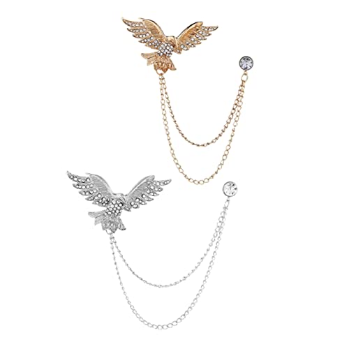 OATIPHO 2St Adler brosche trachtenbrosche brosche vintage Anstecknadel mit Tiermotiv Lange Kettenbrosche Herren Pullover Strasssteine Broschenclip mit Quaste Adler Anstecknadel Revers Mann von OATIPHO