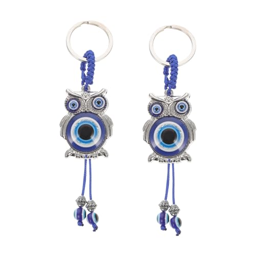 OATIPHO 2St Eule Schlüsselanhänger Auto Charm-Anhänger des bösen Blicks Schlüsselanhänger 2022 schutzamulett eulenschlüsselänger Schlüsseldekore Böse Schlüsselanhänger Glas Blue von OATIPHO