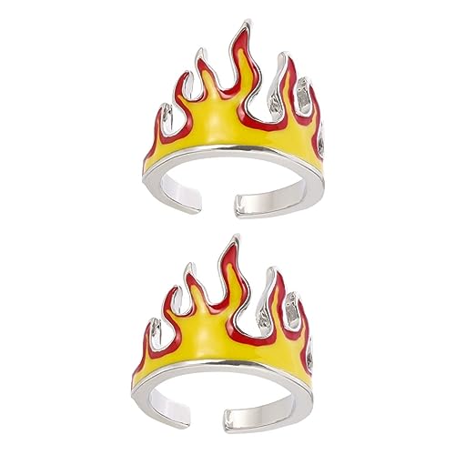 OATIPHO 2St Feuerring aura licht ring solid ring Kreativer Ring offener Ring aus Metall böhmisches Dekor Ringe Körperschmuck Fingerschmuck öffnen Zubehör schmücken Student Metall (Eisen) von OATIPHO