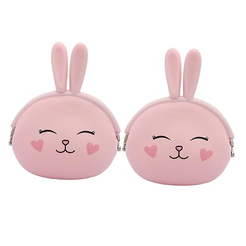 OATIPHO 2stücke Rosafarbene Geldbörse Für Mädchen Mit Hasen-Design Münztasche Kleinem Portemonnaie Geldbeutel Wechseltasche Schlüsseltasche Aus Hochwertigem Silikon von OATIPHO