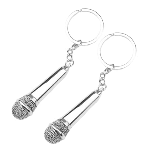 OATIPHO 2stücke Mikrofon Schlüsselanhänger Aus Metall Mikrofon Anhänger Schlüsselring Taschendekoration Schlüsseldekoration Taschendekor von OATIPHO