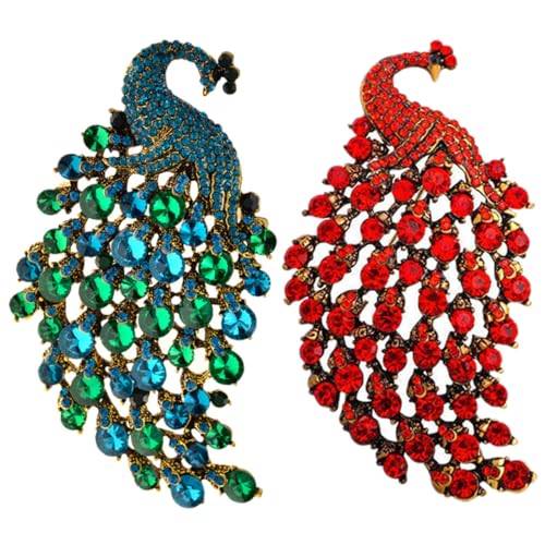 OATIPHO Pfau Und Broschen Für Frauen 2 Stücke Strass Vogel Anstecknadel Jahrestag Sie von OATIPHO