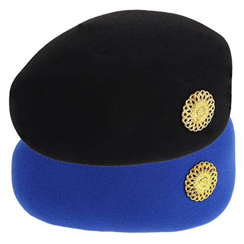 OATIPHO 2stücke Stewardessenhut Retro Hut Stewardess Kappe Cosplay Kostüm Uniform Kappe Für Frauen Party von OATIPHO