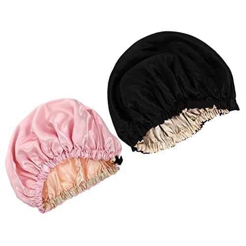 OATIPHO 2stücke Schlafmütze Aus Satin Für Frauen Mit Verstellbarer Schnalle Satinhüte Zum Schutz Von Langem Haar Während Gesichtswaschung Schlaf Und Hausarbeit von OATIPHO