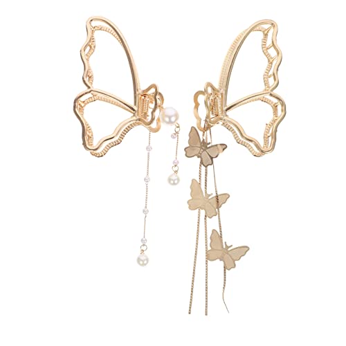 OATIPHO 2stücke Schmetterlings Haarklammer Perlen Quaste Haarspangen Für Damen Und Mädchen Elegantes Haaraccessoire Aus Langlebigem Zinklegierungsmaterial Für Bad Makeup von OATIPHO