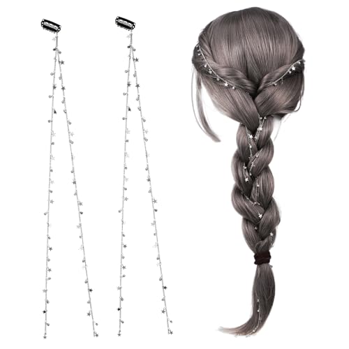 OATIPHO 2stücke Stern-haarketten Haarverlängerung Haarschmuck Und Haarstyling-tools Für Teens Und Frauen Leicht Zu Tragen Mit Haarspange Langlebiges Legierungsmaterial Für Zöpfe Und von OATIPHO