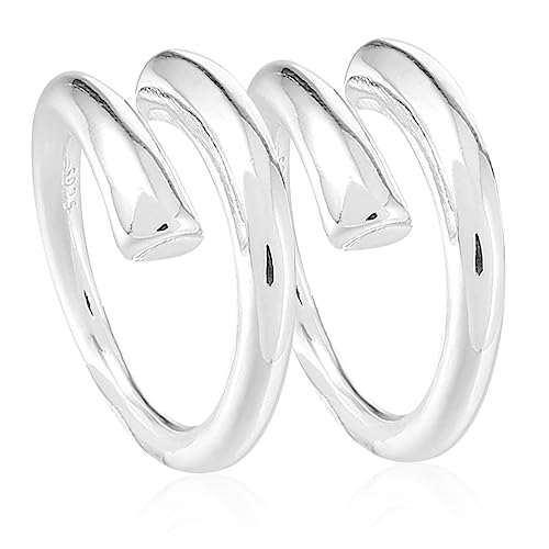 OATIPHO 2stücke Verstellbarer Offener Ring Für Damen Aus Ser Silber Einfache Ringe Fingerringe Schlichtes Design Passt Zu Verschiedenen Anlässen von OATIPHO